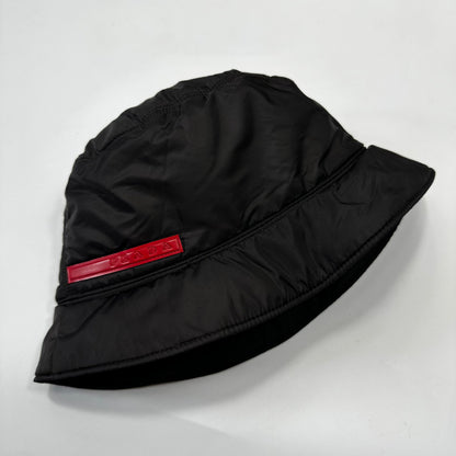 Prada Sport 1999 Nylon Padded Red Tab Bucket Hat - M/L | O/S, Red