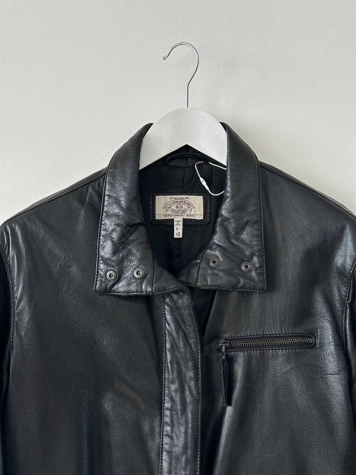 Armani Jeans Double Zip Leather Jacket - M