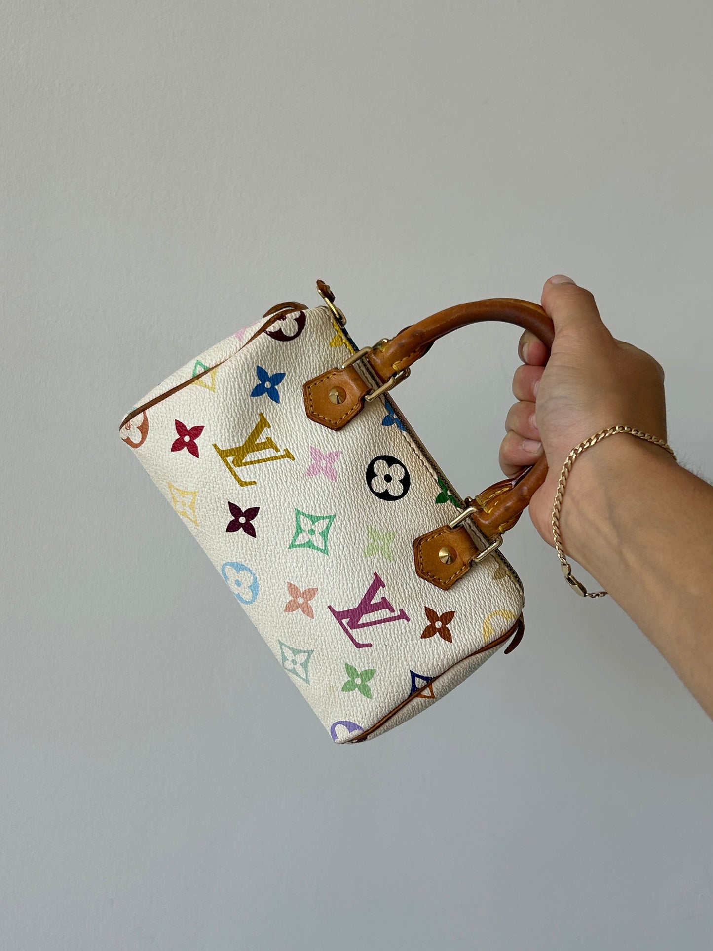 Vintage Louis Vuitton x Takashi Murakami Multicolour Nano Speedy Handbag with Extension Strap | O/S, Multicoloured