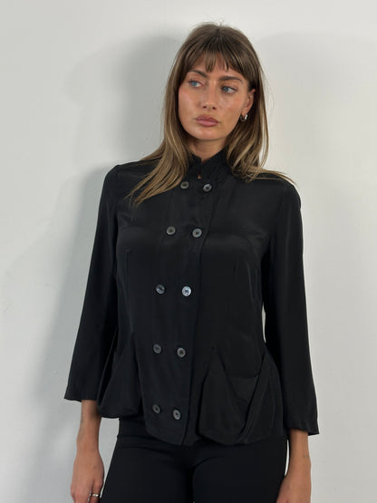 Nicole Farhi 2000s Pure Silk Double Breasted Shirt - S/M