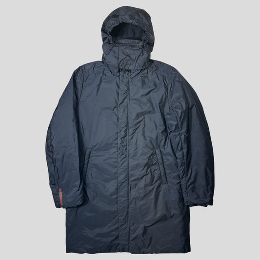 Prada 2015 Red Tab Nylon Padded Technical Parka Coat - L/XL | Default Title, Navy