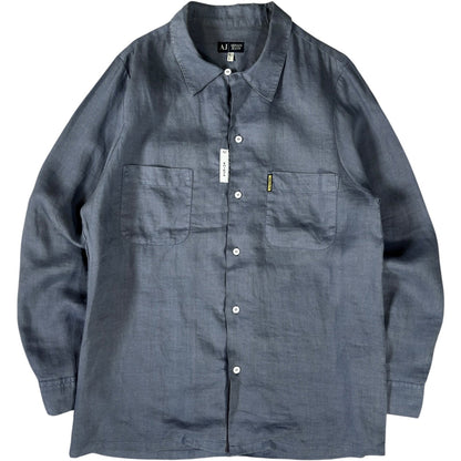 Armani Jeans 00’s Dual Pocket Linen Shirt L | Large, Grey