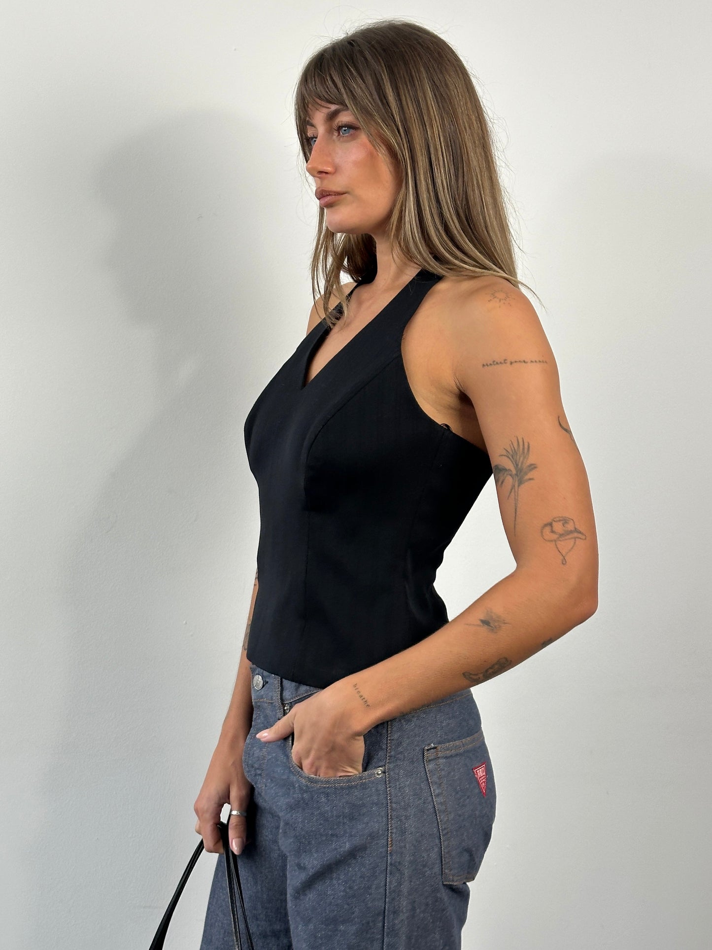 Vintage 2000s Structured Halterneck Top - L