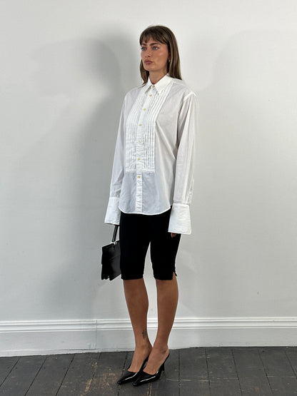 Yves Saint Laurent Pour Homme 1990s Tuxedo Cotton Dress Shirt - M