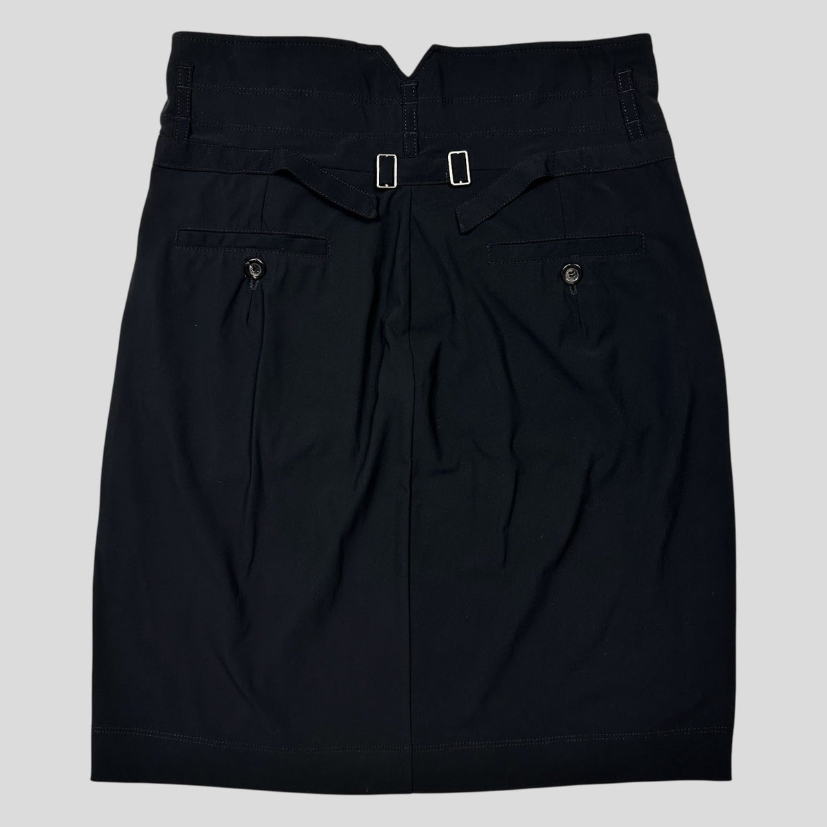 M+FG 00’s Rayon Silk Belted Skirt with Pleats - IT42 UK8-10 | W28, Black