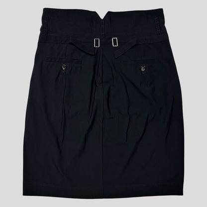 M+FG 00’s Rayon Silk Belted Skirt with Pleats - IT42 UK8-10 | W28, Black