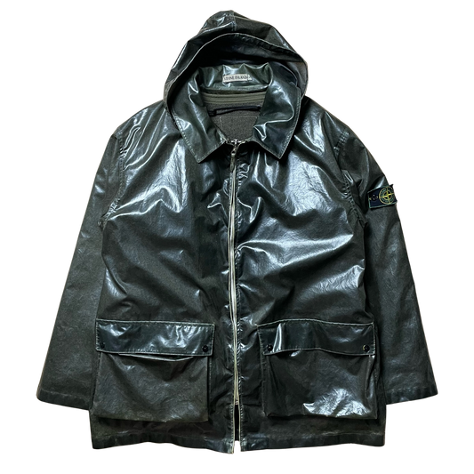 A/W 1992 Pewter Green/Grey Glazed Silk Dual Layer Parka