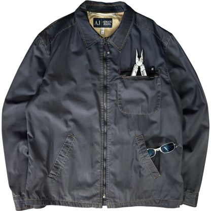 Armani Jeans 00’s Contrast Stitch Cropped Jacket L | Large, Black