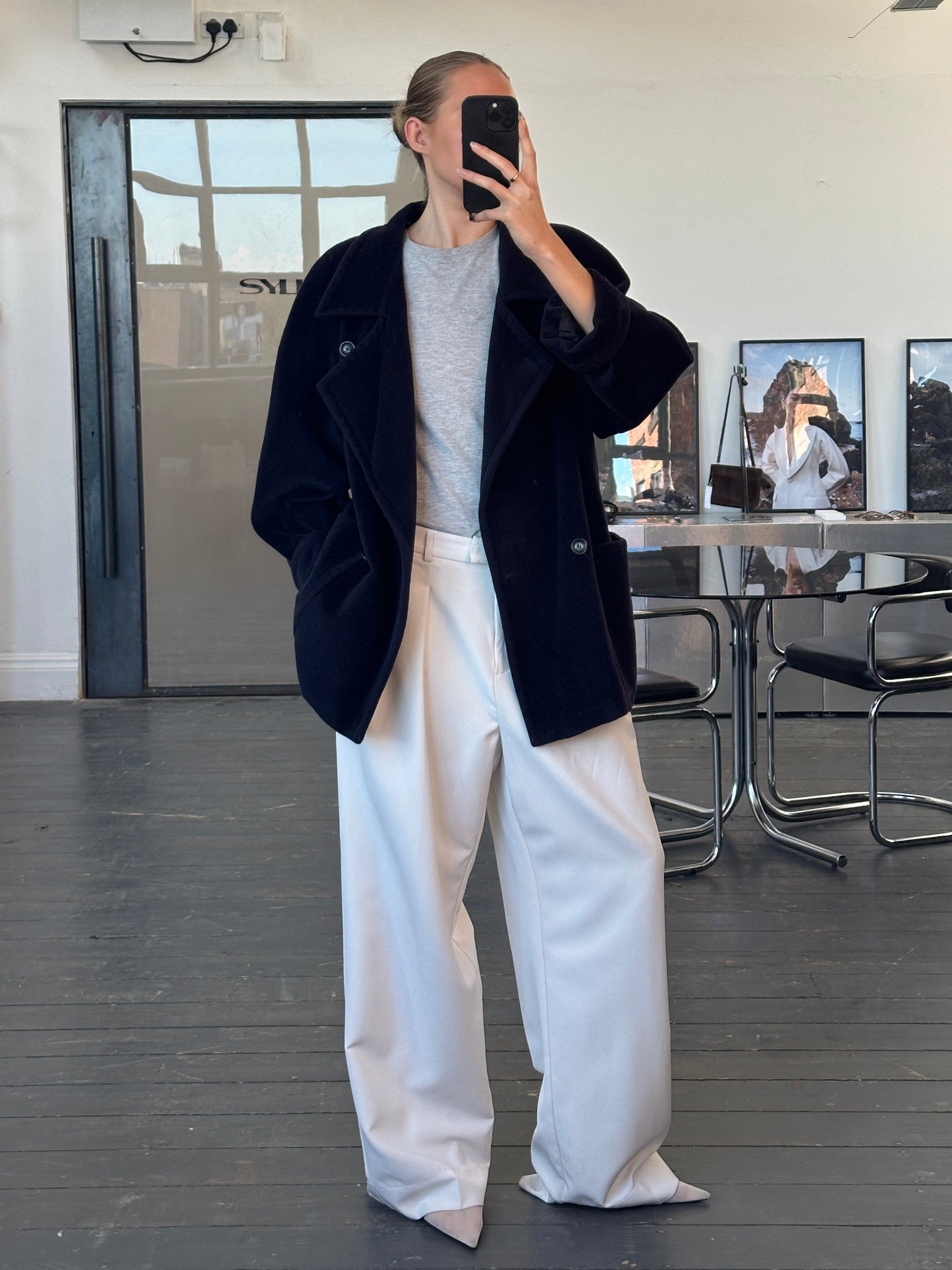 Max Mara Wool Mohair High Neck Coat - M