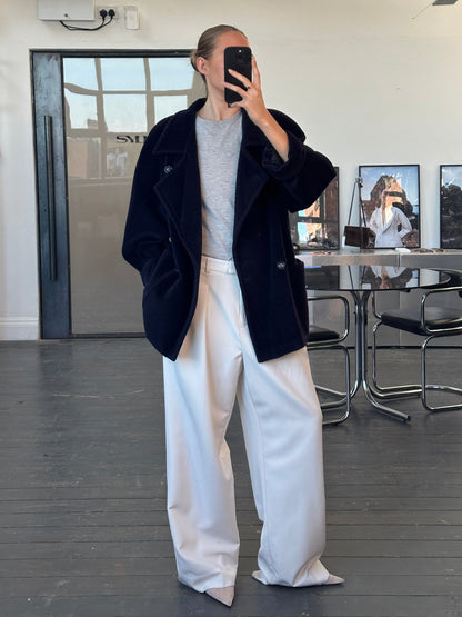 Max Mara Wool Mohair High Neck Coat - M