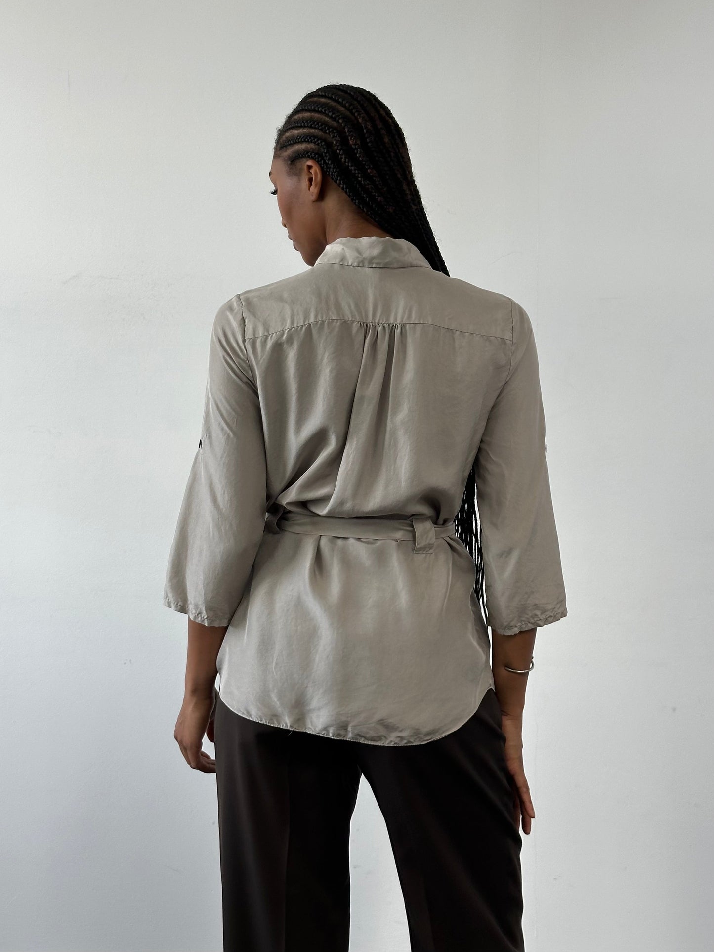 Jaeger Pure Silk Belted Shirt - S