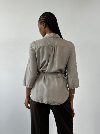 Jaeger Pure Silk Belted Shirt - S