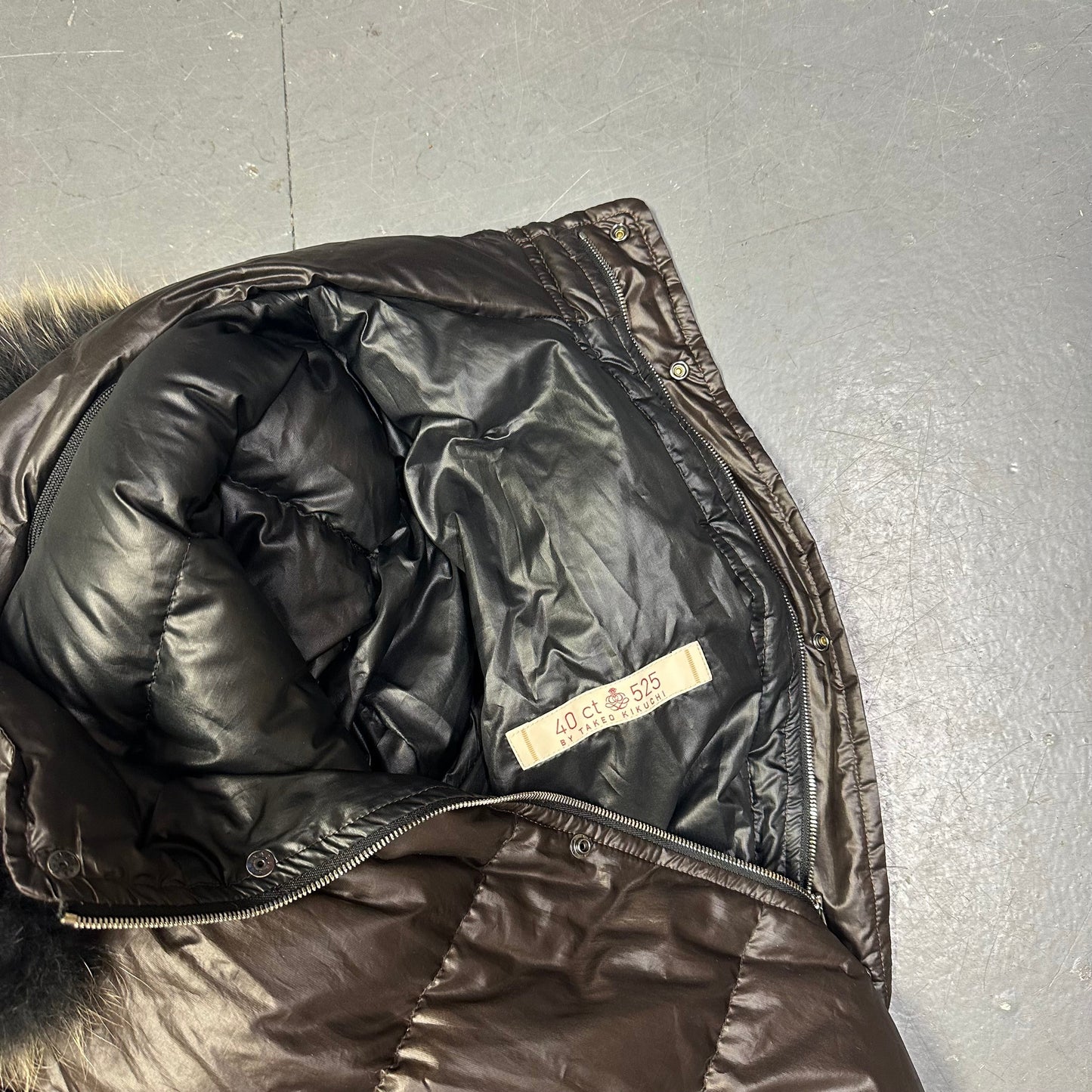 Takeo Kikuchi Puffer Jacket With Fur Hood In Brown ( L )