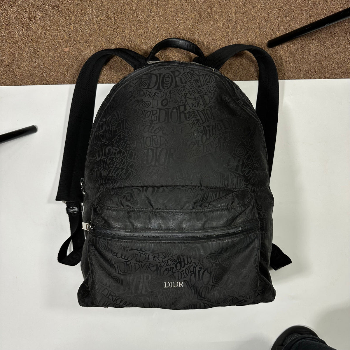 Dior x Stussy 2020 Riders Monogram Logo Nylon Backpack | O/S, Black