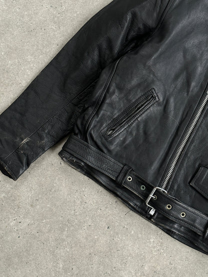 Vintage Leather Biker Jacket - XL