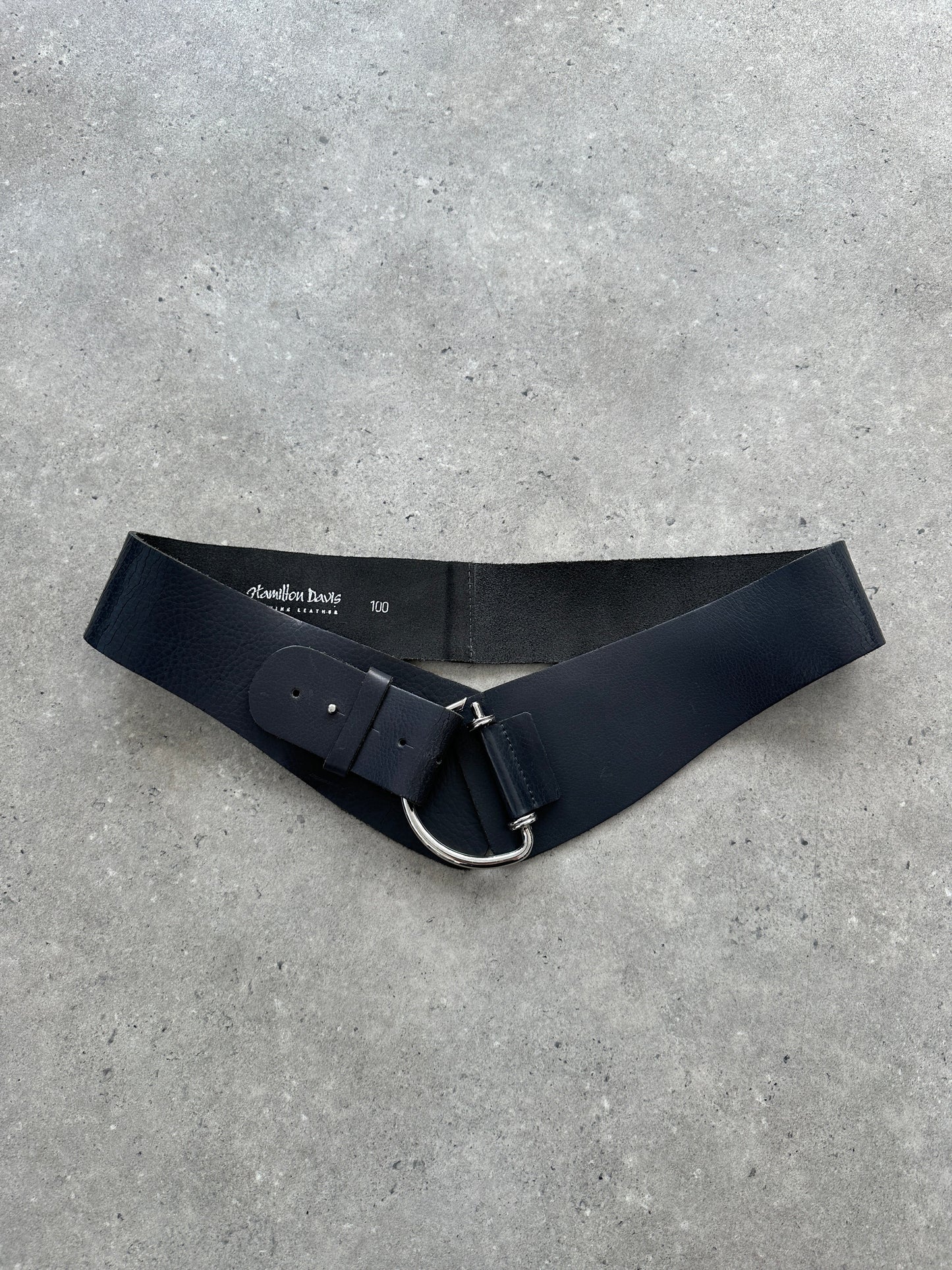 Vintage Chrome D Ring Leather Chunky Hip Belt W36-W38