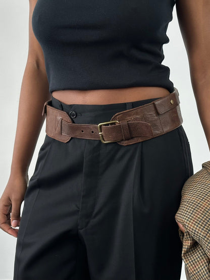 DKNY Jeans 2000s Leather Chunky Utility Belt Bag - W31-33