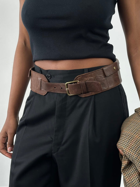 DKNY Jeans 2000s Leather Chunky Utility Belt Bag - W31-33