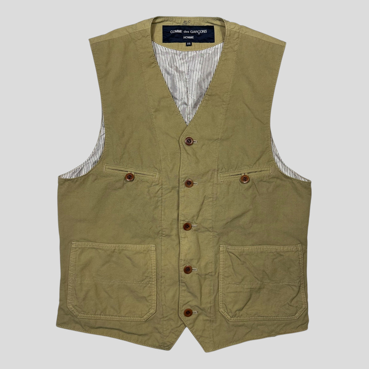Comme Des Garçons Homme 2016 Nylon Lined Multipocket Vest - XS/S | XS, Tan