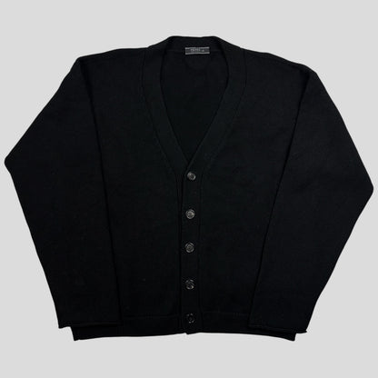 Prada 2021 Triangle Logo Heavyweight Boxy Wool Cardigan - M | Default Title, Black