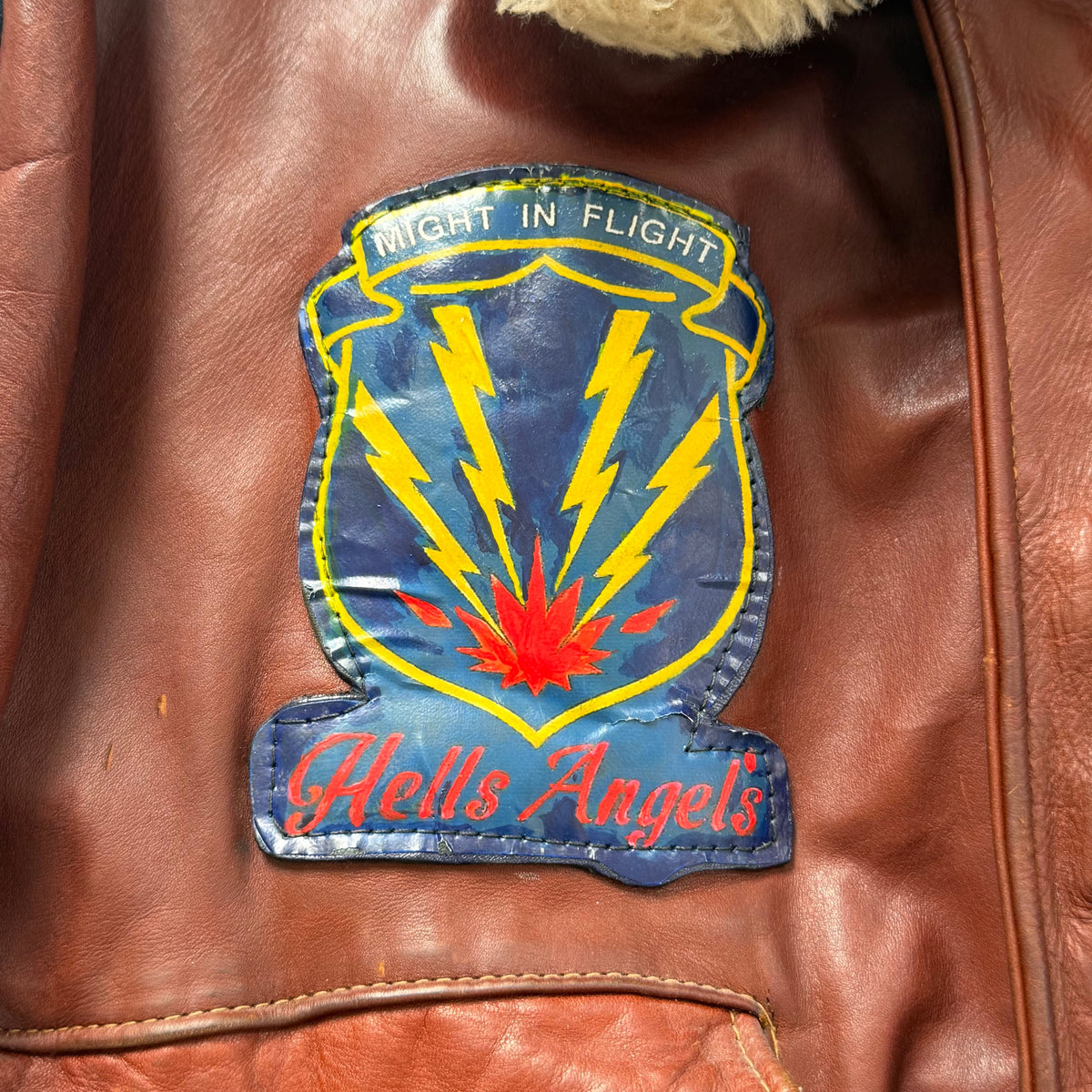 1960s schott hells angels leather souvenir flight jacket | O/S, Brown