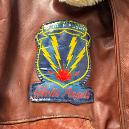 1960s schott hells angels leather souvenir flight jacket | O/S, Brown