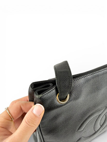 Vintage 1994 Chanel CC Black Caviar Leather Tote Bag | O/S, Multicoloured