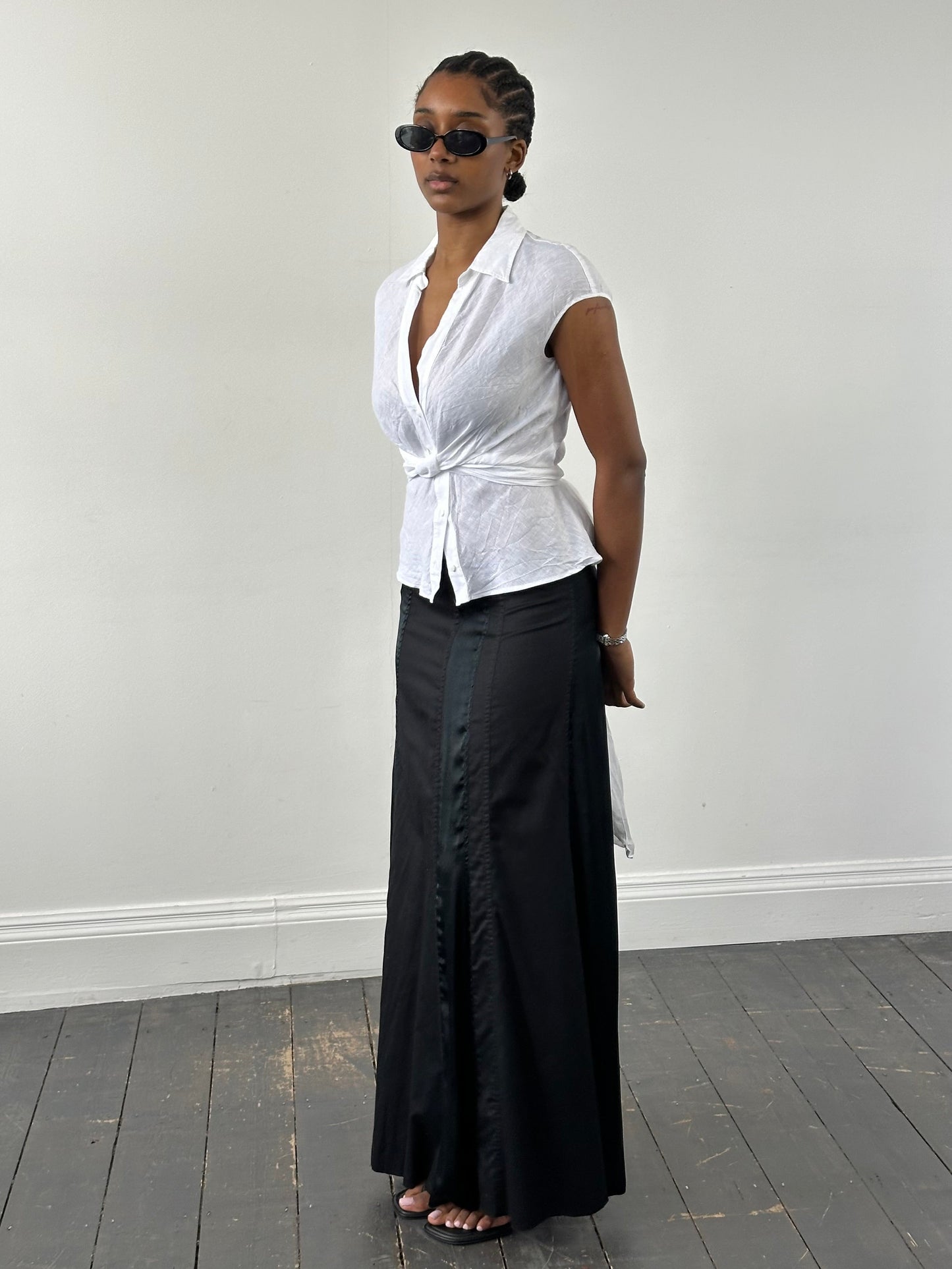 Max Mara 2000s Pure Linen Sleeveless Wrap Shirt - S/M