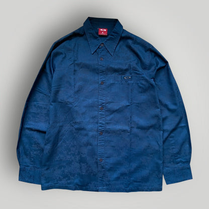 Oakley Software 2000’s Laser Print Monogram Button Up Shirt L