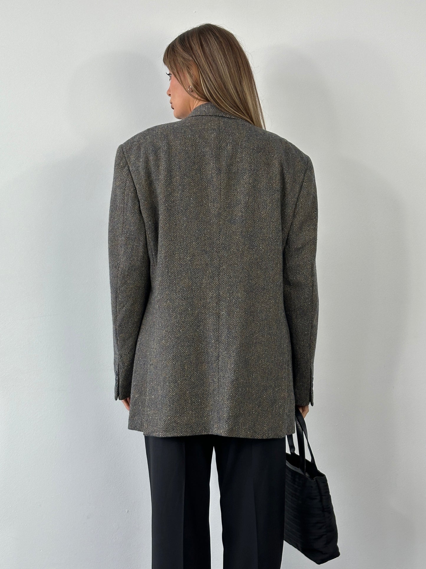 Burberry 1990s Herringbone Pure Wool Single Breasted Blazer - 42R/XL