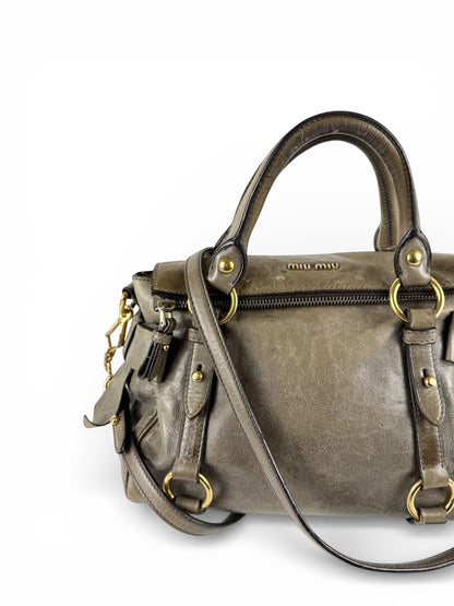 2010s Miu Miu Vitello Lux 2Way Handbag | O/S, Khaki