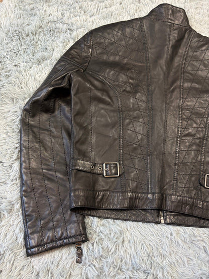 Just Cavalli SS08 Leather Quilted Multipocket Panelled Biker Jacket - L | O/S, Black