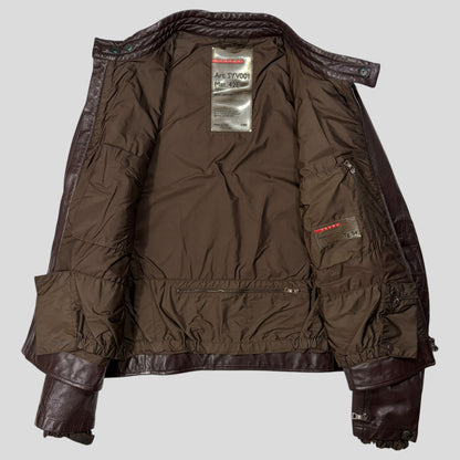 Prada SS00 Leather Articulated Elbow Detailed Moto Jacket - IT54 | Default Title, Brown