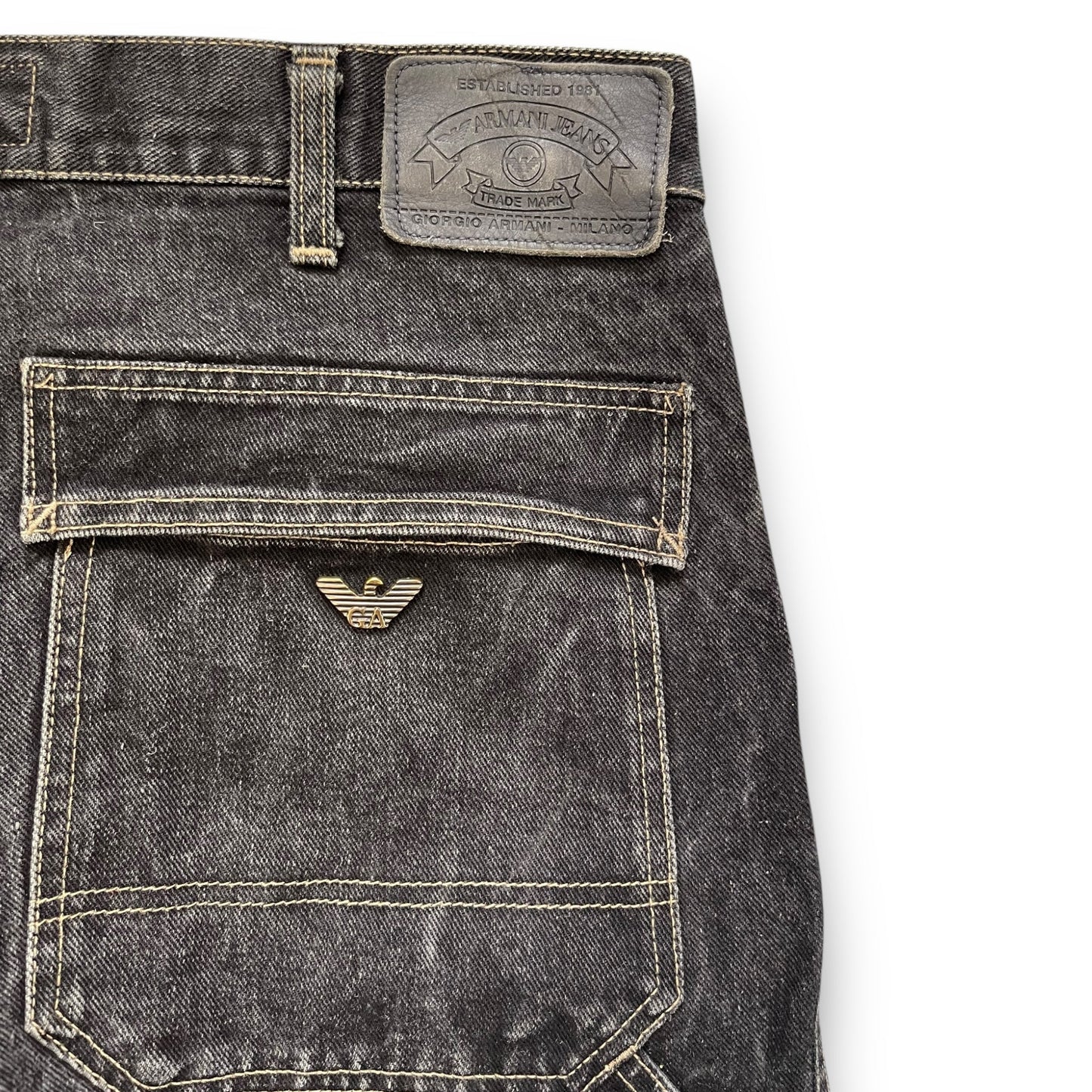 90's Armani Black Denim Carpenter Jeans (32) | Default Title, Black