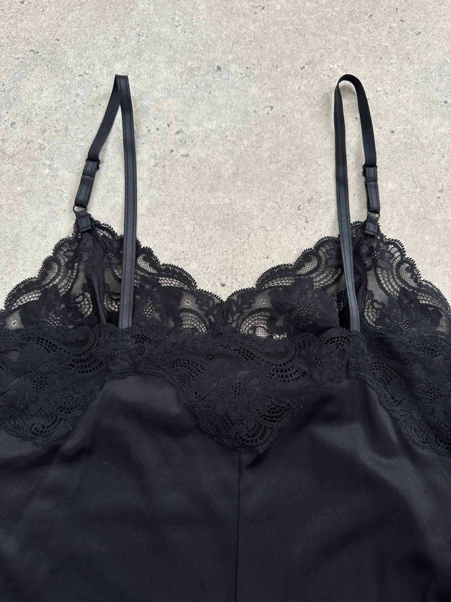 Vintage 2000s Lace Side Split Mini Slip Dress - S