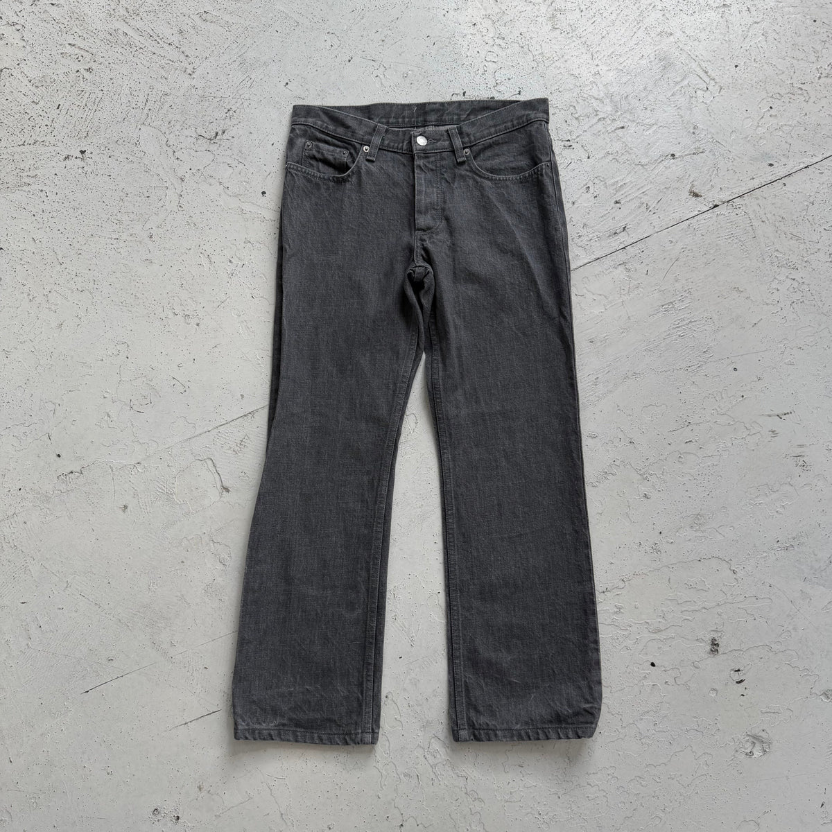 1990s helmut lang bootcut denim jeans | O/S, Gray