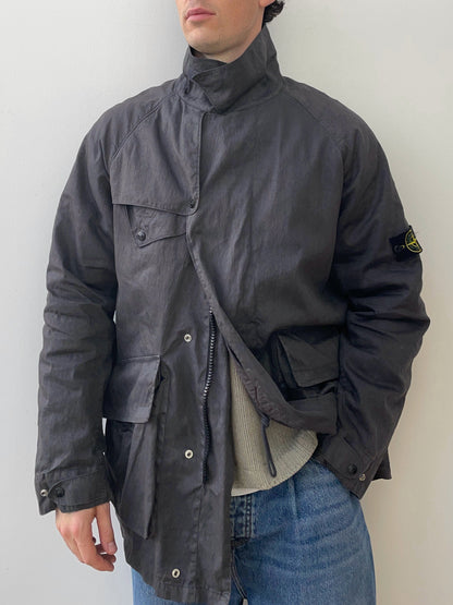 Stone Island AW04 Dutch Rope Liner Linen Overcoat | X-Large, Charcoal