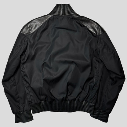 Prada Milano 2007 Gabardine Nylon + Leather Bomber Jacket - IT52 (L) | Default Title, Black