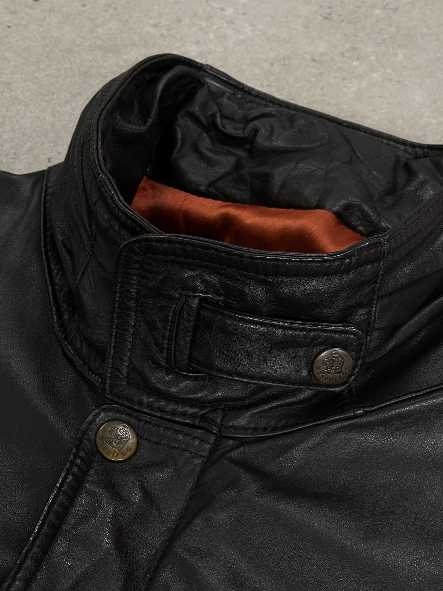 Valentino 1990s High Neck Leather Bomber Jacket - S