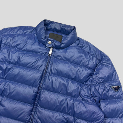 Prada 2017 Plaque Logo Nylon Goose Down Puffer Jacket - IT58 (L/XL) | XL, Blue