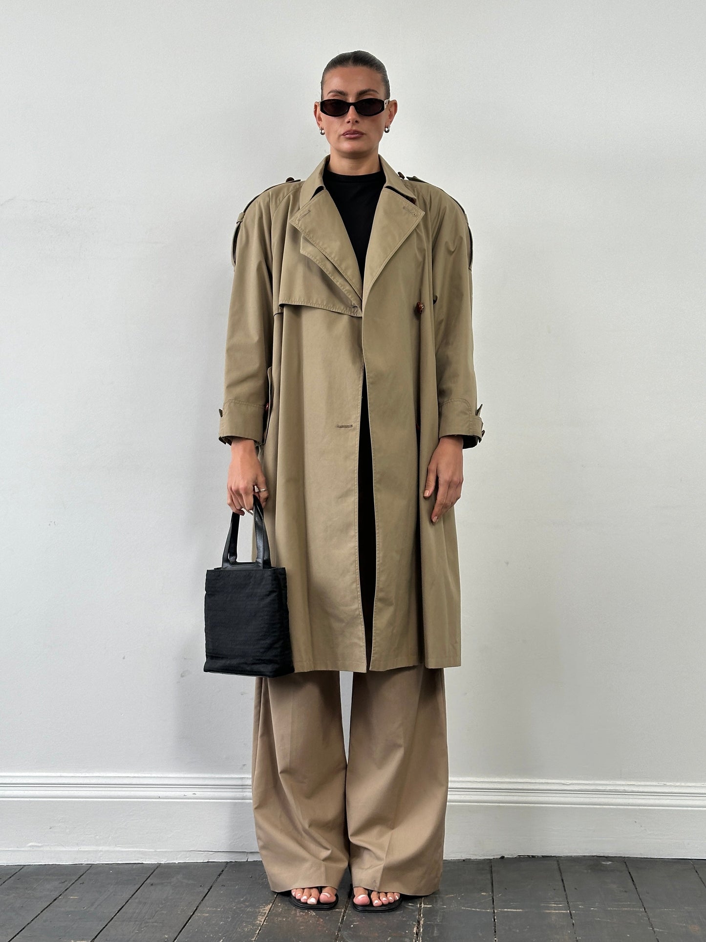 Vintage 1980s Nova Check Belted Trench Coat - M