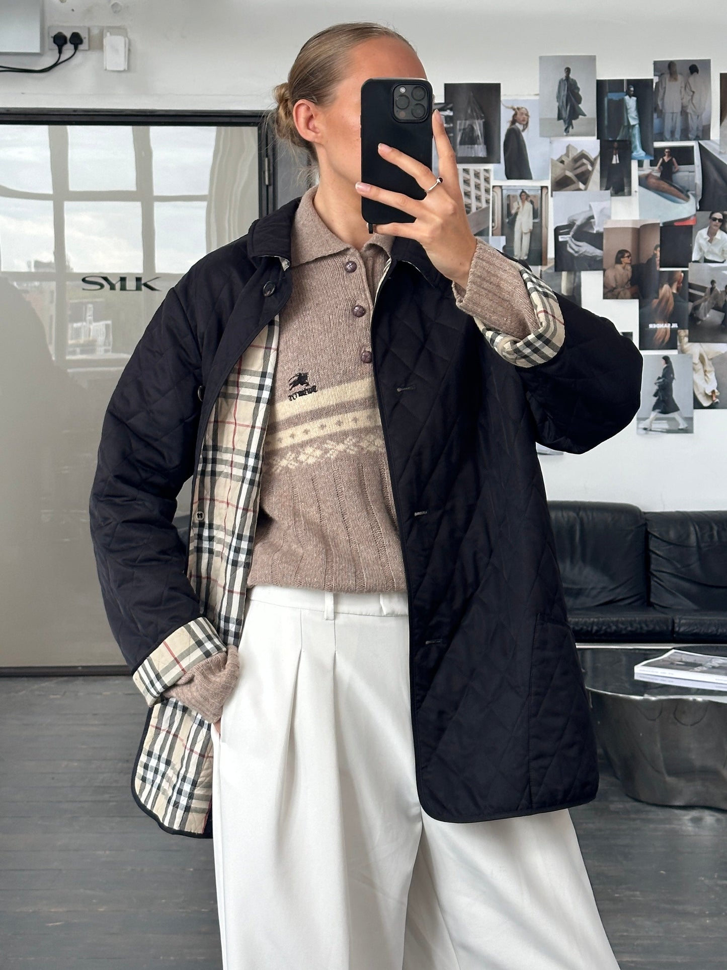 Burberry London 2000s Quilted Nylon Single Breasted Coat - L