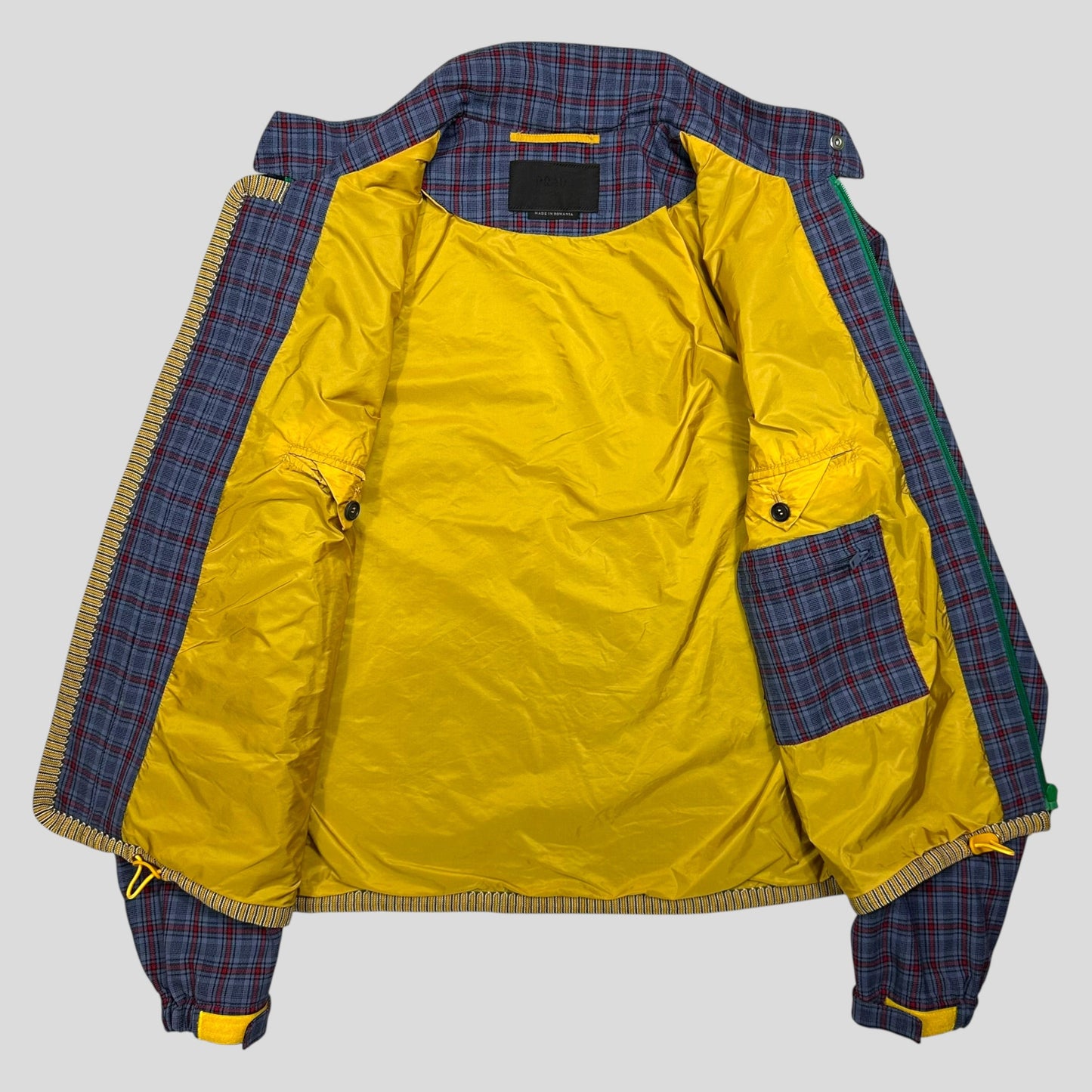 Prada Milano SS16 Wool Contrast Zip Technical Plaid Blouson Jacket - IT46 | Default Title, Multicoloured
