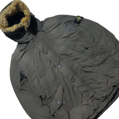 Stone Island Micro Reps Down Parka Jacket with Removable Fur Hood