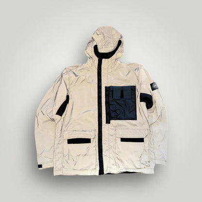 Stone Island SS/17 Black Garment Dyed Plated Reflective Mussola Gommata Jacket XXL