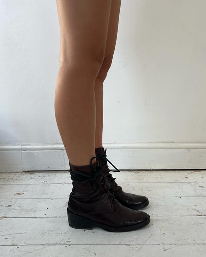 ANN DEMEULEMEESTER LACE UP BOOTS (EU 38) | DEFAULT TITLE, Dark Brown