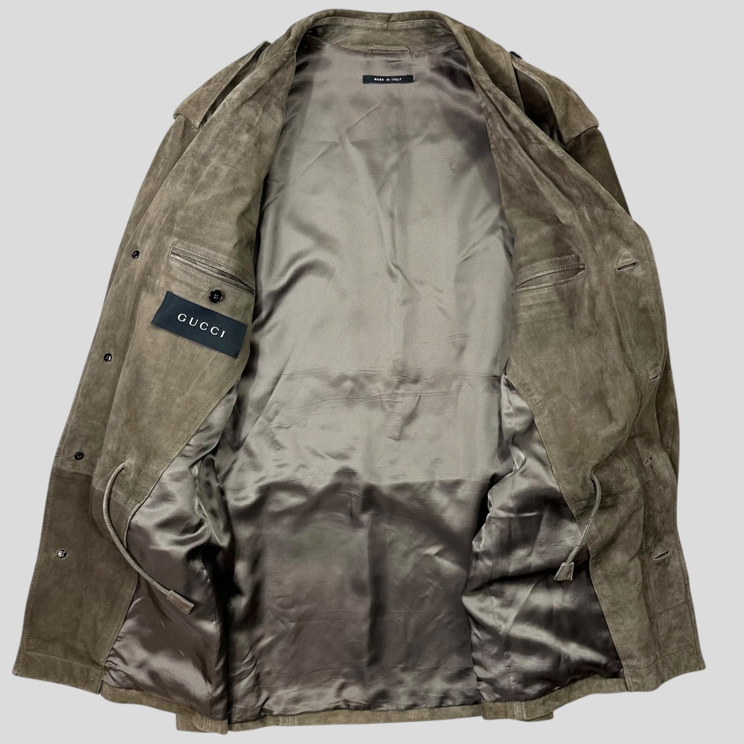 Gucci by Tom Ford FW03 Suede Leather Western Military Jacket - IT54 (L) | Default Title, Multicoloured