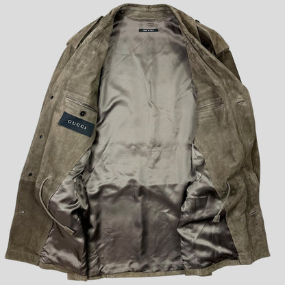 Gucci by Tom Ford FW03 Suede Leather Western Military Jacket - IT54 (L) | Default Title, Multicoloured