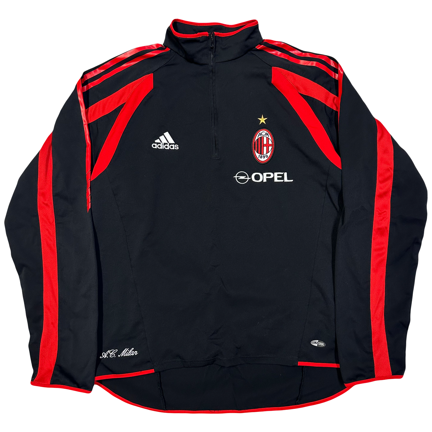 Adidas 2005/06 AC Milan Training Quarterzip Top In Black ( M )