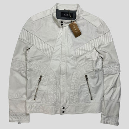 Gucci 2010 Nappa Leather Café Racer Perforated Panelled Biker Jacket - IT52 (M) | Default Title, Red